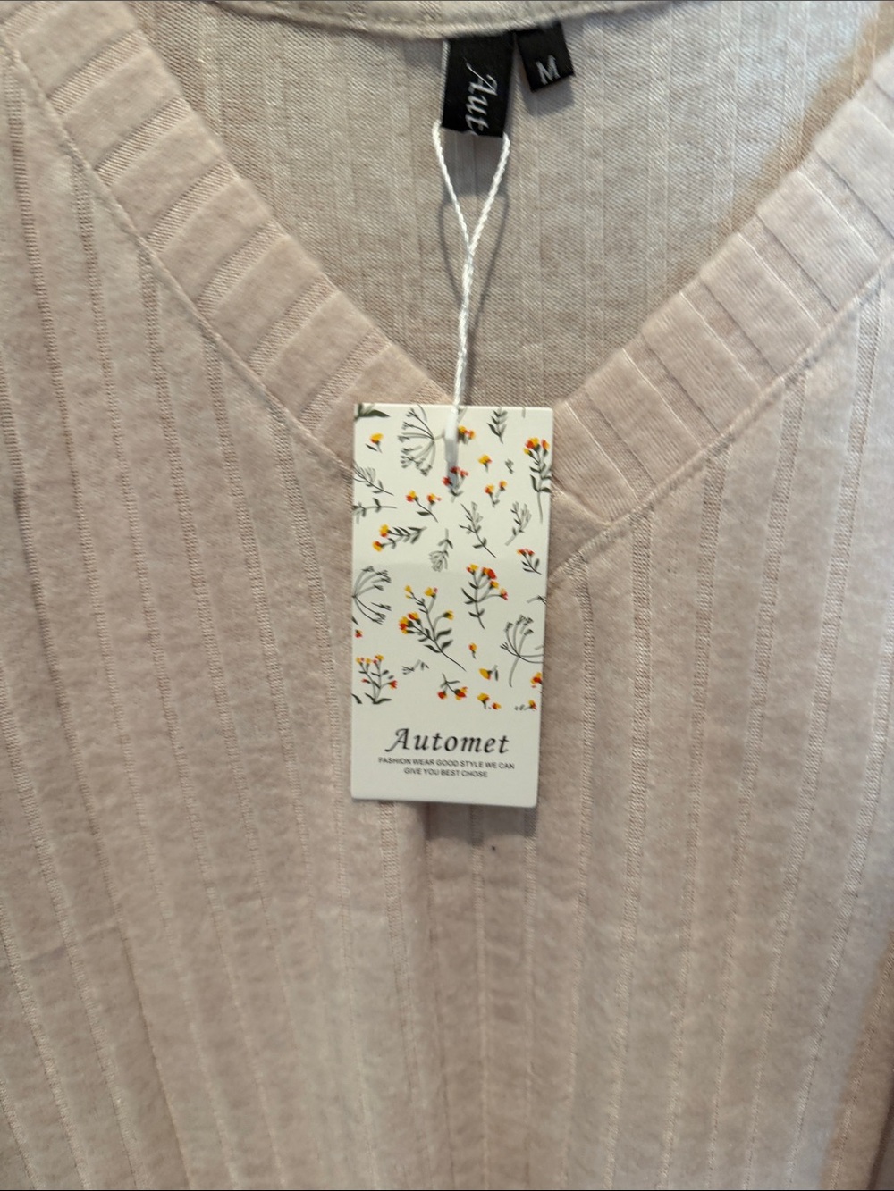 Cream Ribbed V-Neck Sleeveless Top - Picture 3 of 4